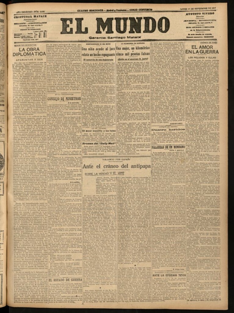 Miniatura de El Mundo del 17 de septiembre de 1917