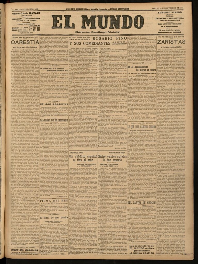 Miniatura de El Mundo del 22 de septiembre de 1917