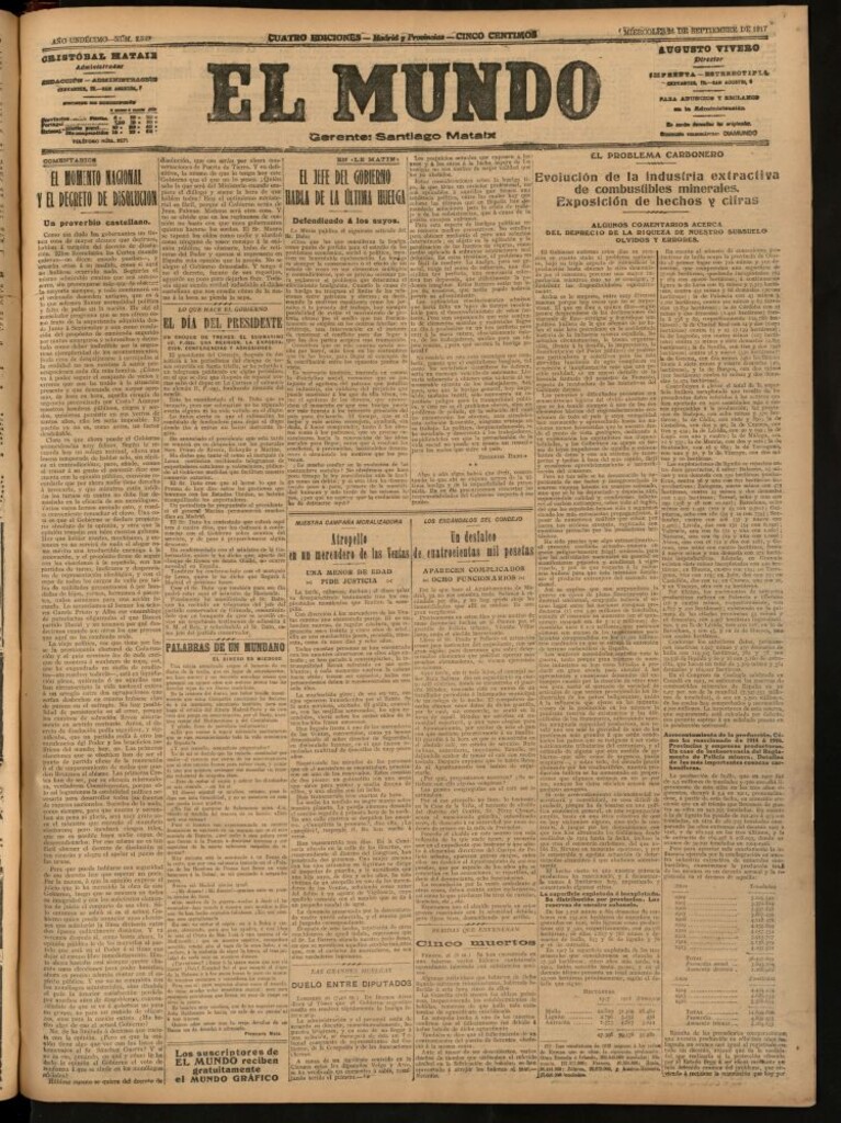 Miniatura de El Mundo del 26 de septiembre de 1917