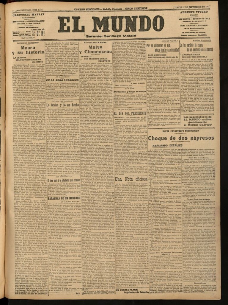 Miniatura de El Mundo del 27 de septiembre de 1917