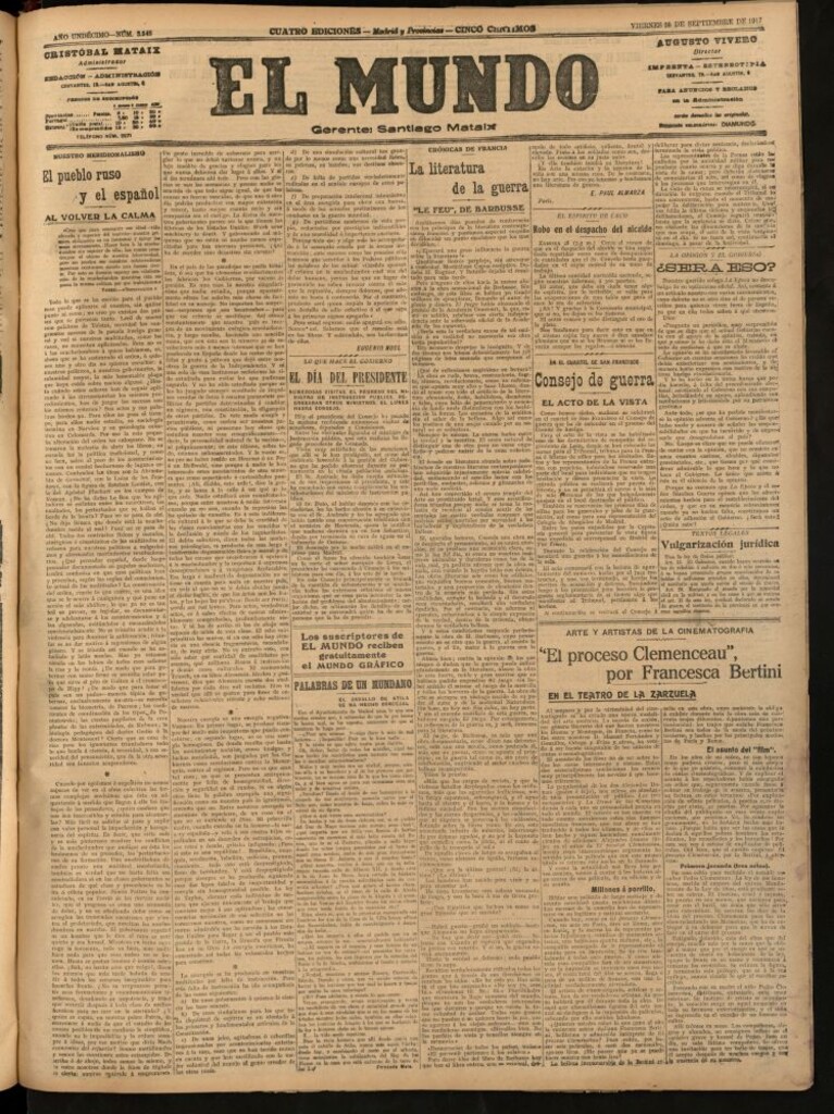 Miniatura de El Mundo del 28 de septiembre de 1917