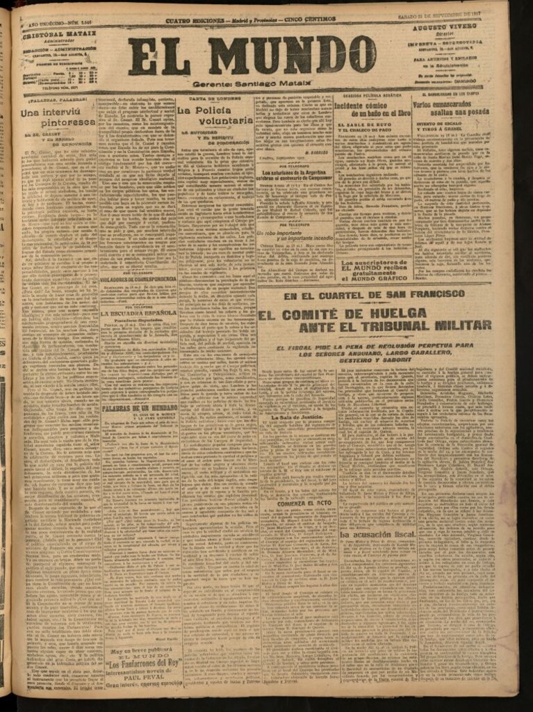 Miniatura de El Mundo del 29 de septiembre de 1917