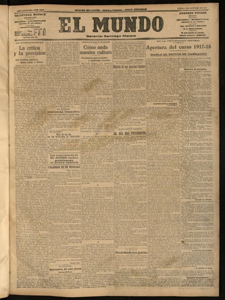 Miniatura de El Mundo del 1 de octubre de 1917