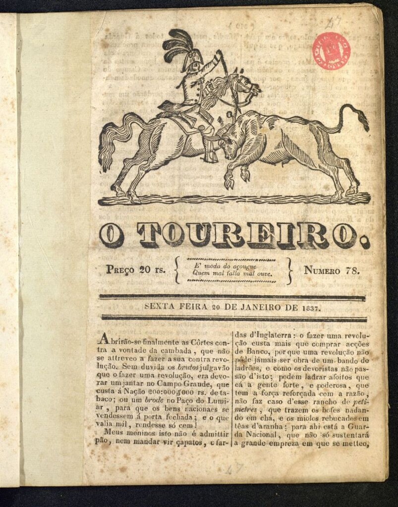 Miniatura de O Toureiro del 20 de enero de 1837, nº 78
