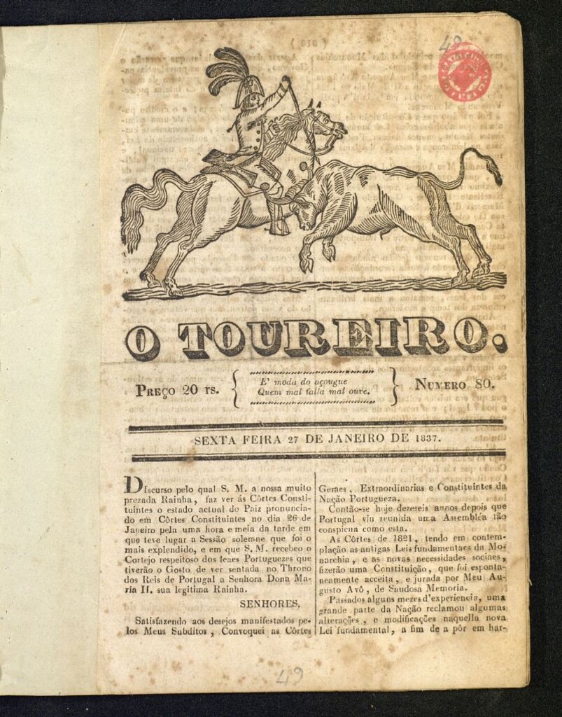 Miniatura de O Toureiro del 27 de enero de 1837, nº 80