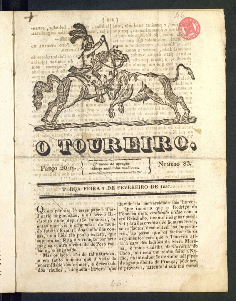 Miniatura de O Toureiro del 7 de febrero de 1837, nº 83