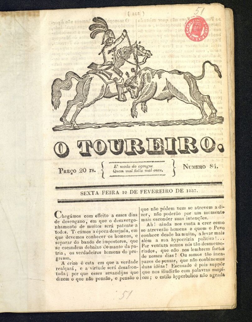 Miniatura de O Toureiro del 10 de febrero de 1837, nº 84
