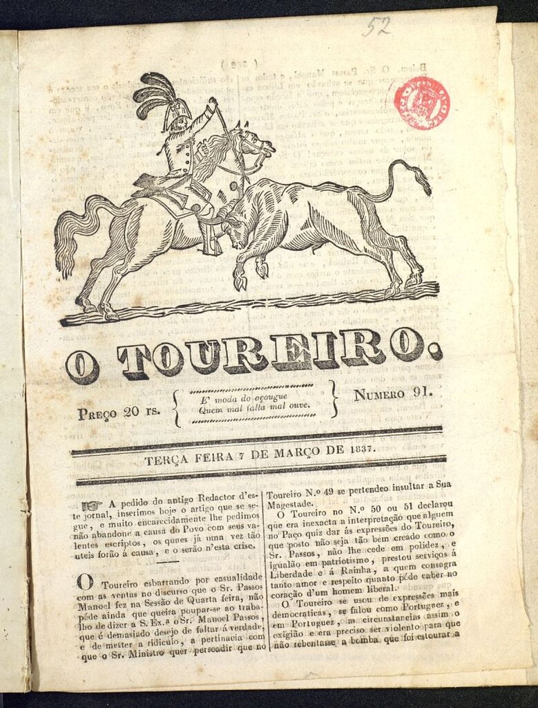 Miniatura de O Toureiro del 7 de marzo de 1837, nº 91