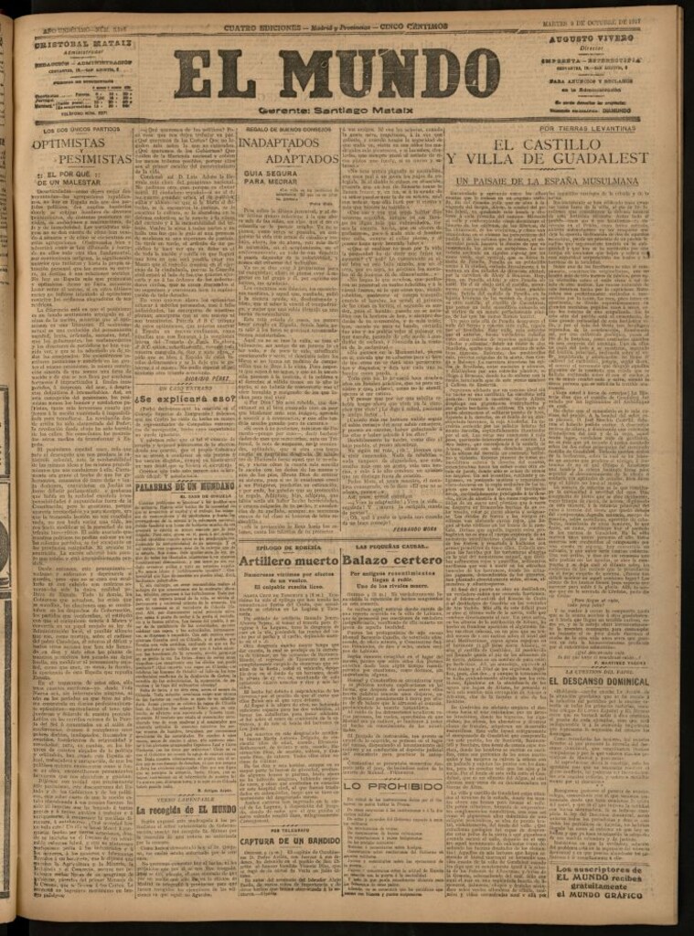 Miniatura de El Mundo del 9 de octubre de 1917