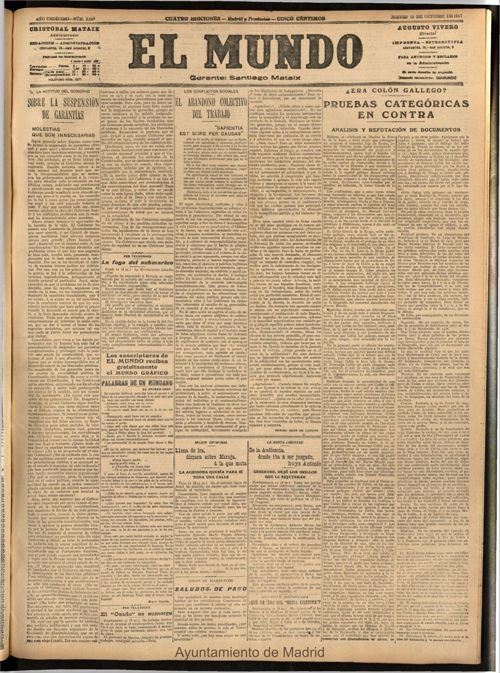 Miniatura de El Mundo del 11 de octubre de 1917