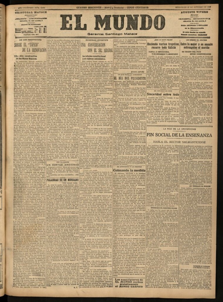 Miniatura de El Mundo del 17 de octubre de 1917