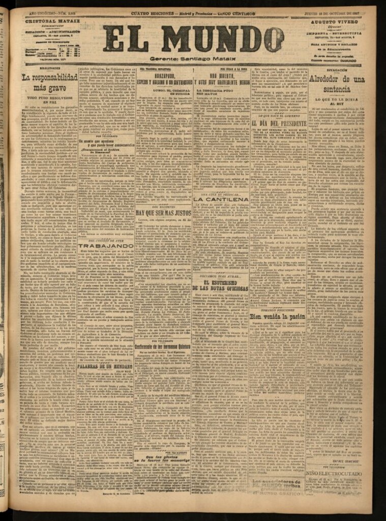 Miniatura de El Mundo del 18 de octubre de 1917