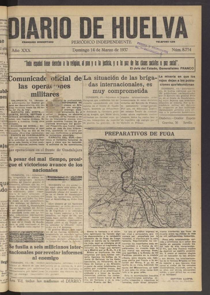 Miniatura de Diario de Huelva : periódico independiente del 14 de marzo de 1937