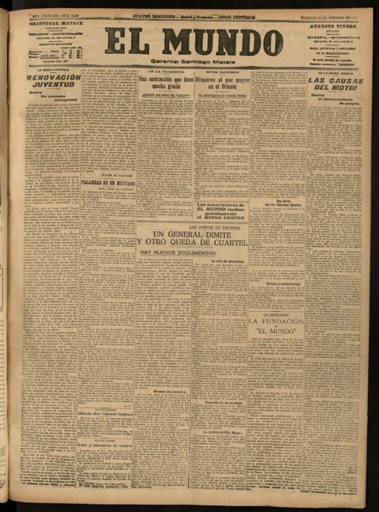 Miniatura de El Mundo del 21 de octubre de 1917