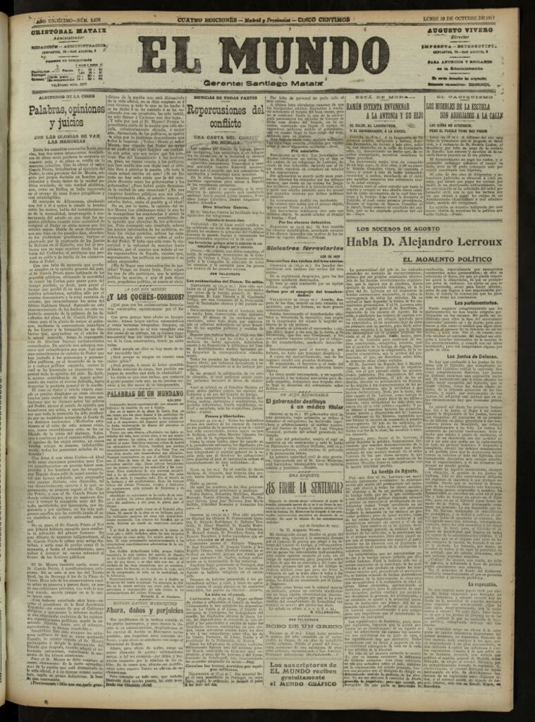 Miniatura de El Mundo del 29 de octubre de 1917
