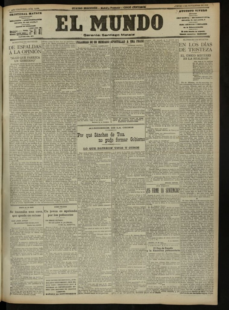 Miniatura de El Mundo del 1 de noviembre de 1917