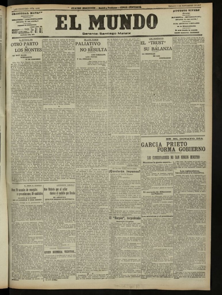 Miniatura de El Mundo del 3 de noviembre de 1917