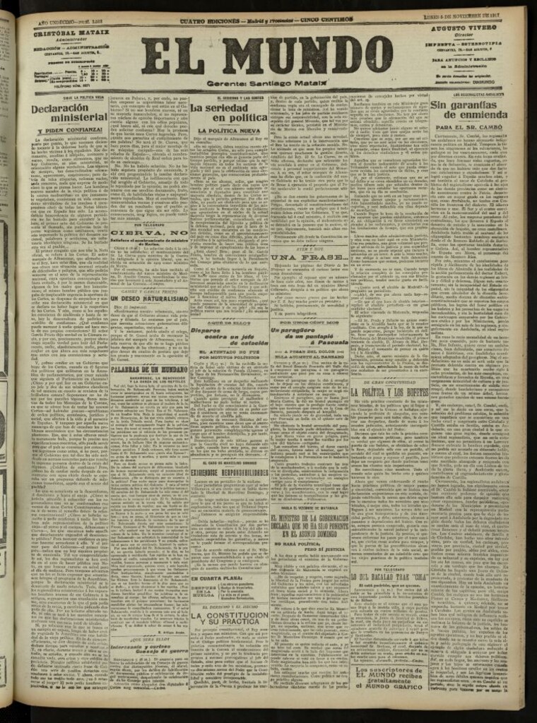 Miniatura de El Mundo del 5 de noviembre de 1917