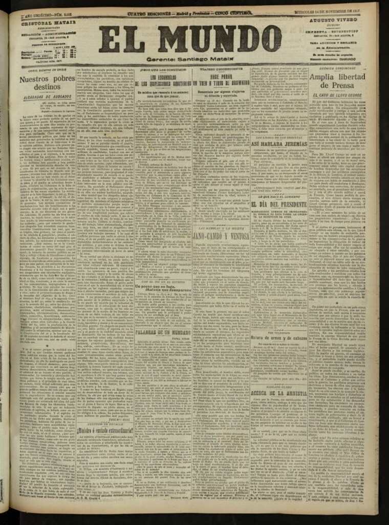 Miniatura de El Mundo del 14 de noviembre de 1917