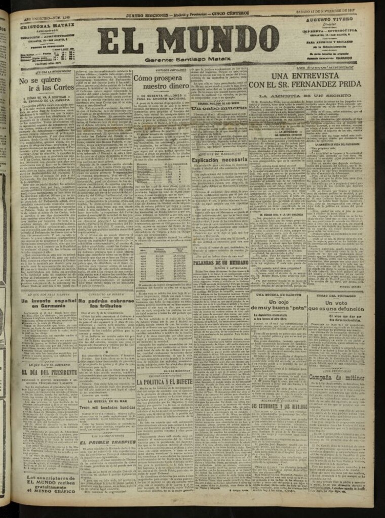 Miniatura de El Mundo del 17 de noviembre de 1917