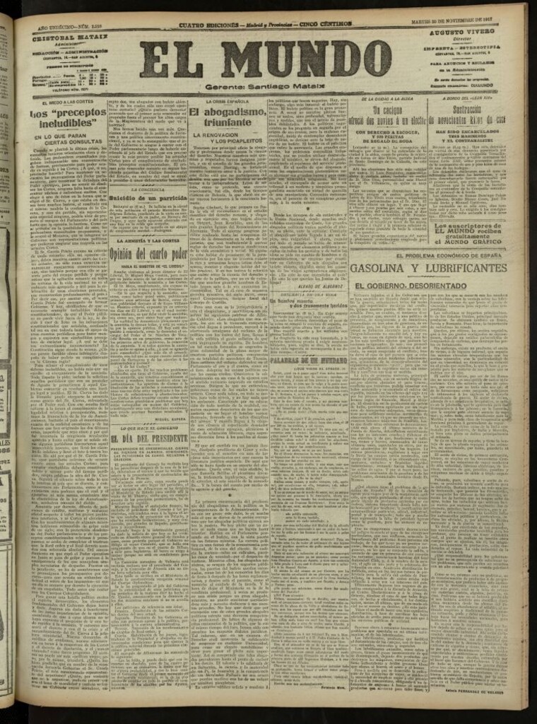 Miniatura de El Mundo del 20 de noviembre de 1917