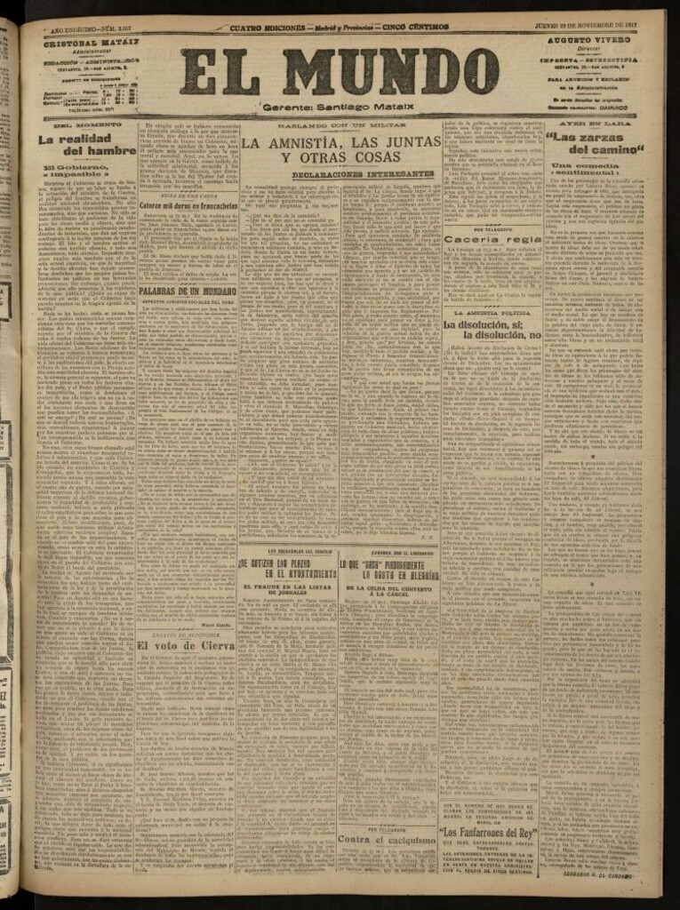 Miniatura de El Mundo del 29 de noviembre de 1917