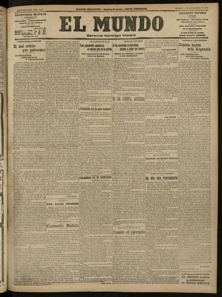 Miniatura de El Mundo del 4 de diciembre de 1917