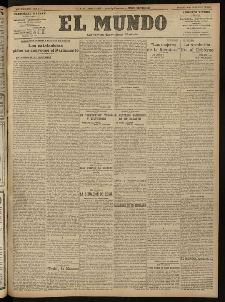 Miniatura de El Mundo del 9 de diciembre de 1917