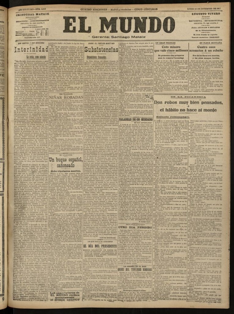 Miniatura de El Mundo del 10 de diciembre de 1917