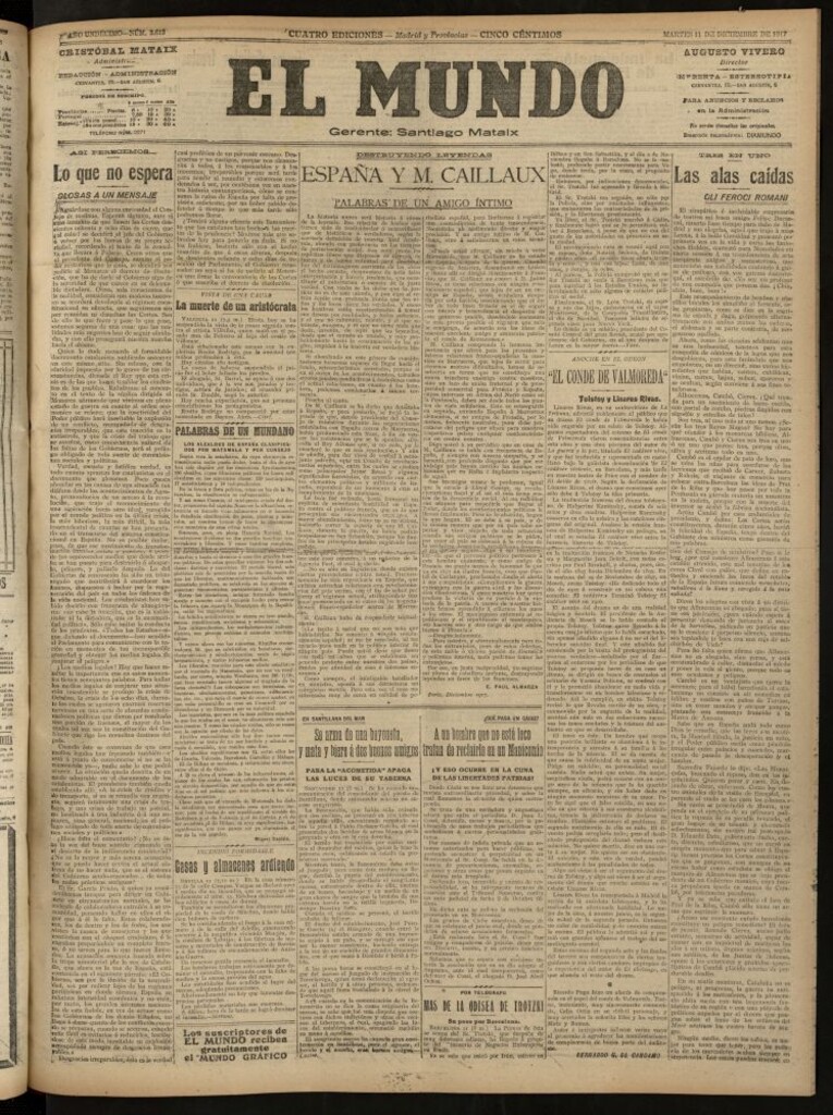 Miniatura de El Mundo del 11 de diciembre de 1917