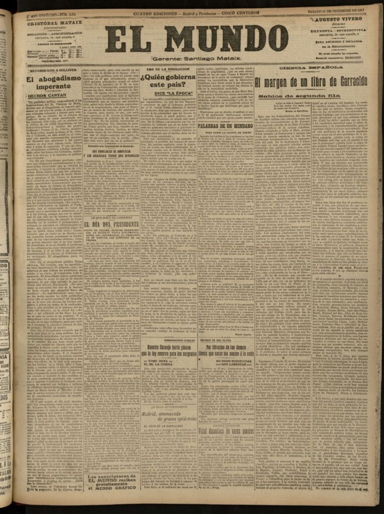 Miniatura de El Mundo del 15 de diciembre de 1917