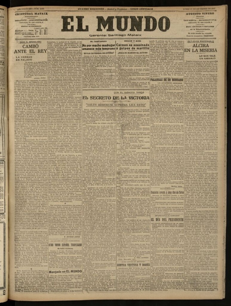 Miniatura de El Mundo del 17 de diciembre de 1917