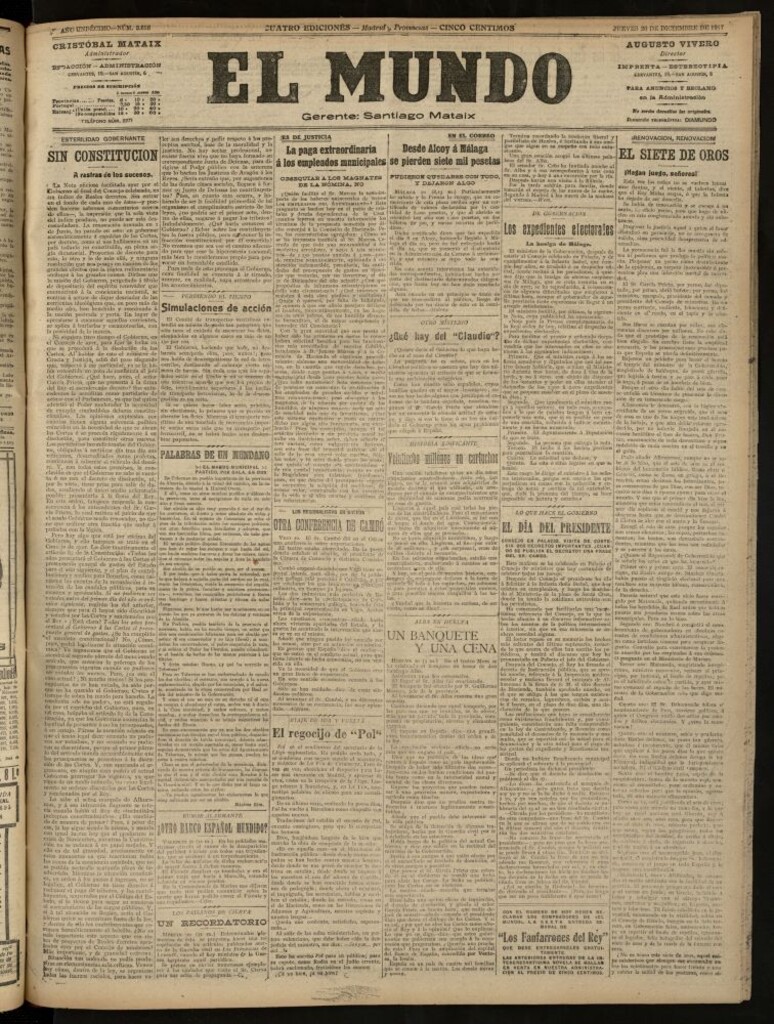 Miniatura de El Mundo del 20 de diciembre de 1917