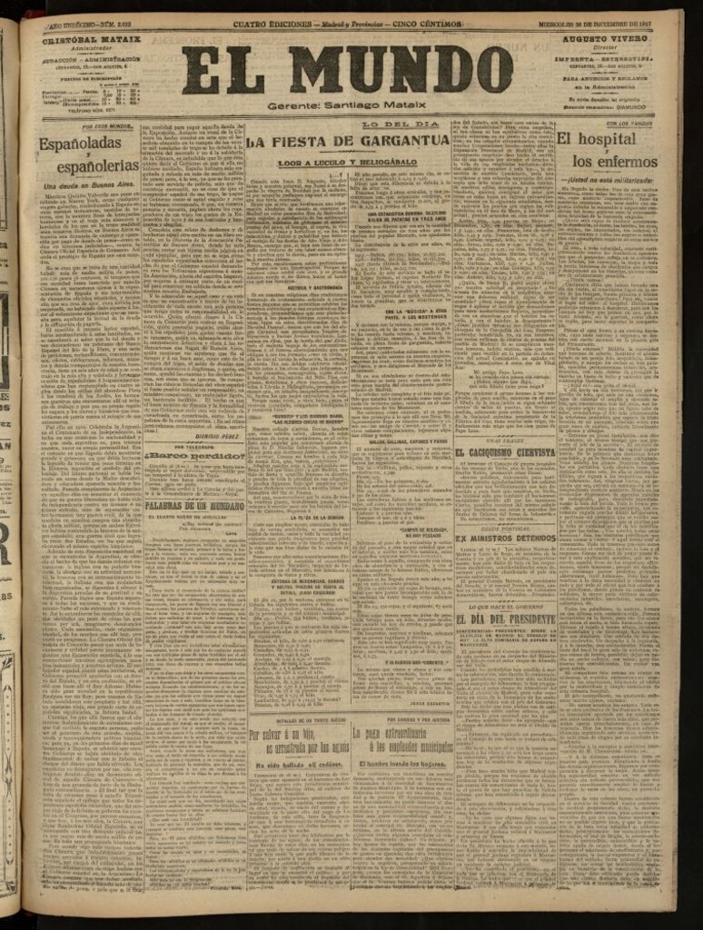 Miniatura de El Mundo del 26 de diciembre de 1917