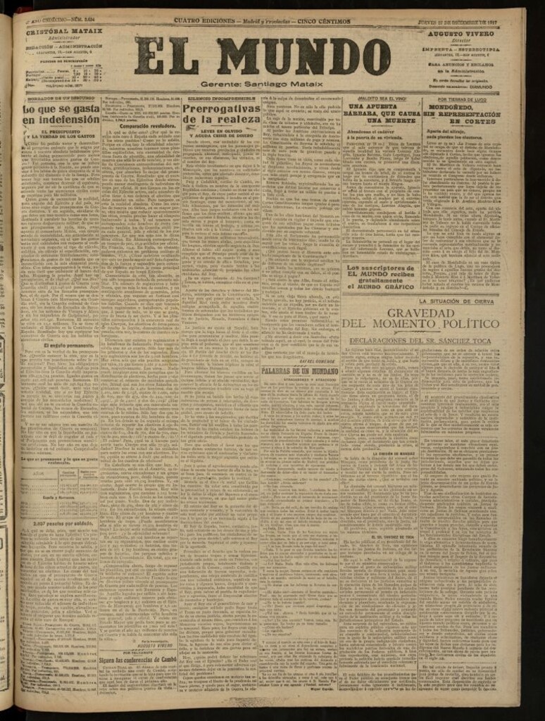 Miniatura de El Mundo del 27 de diciembre de 1917