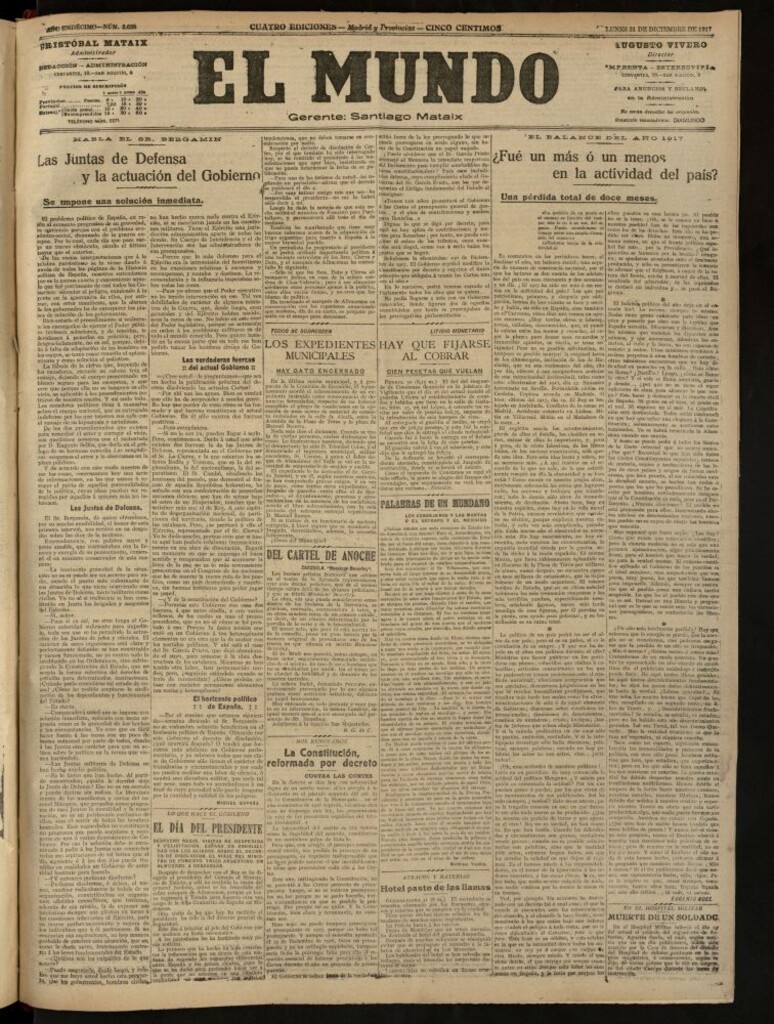Miniatura de El Mundo del 31 de diciembre de 1917