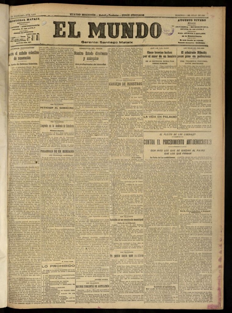 Miniatura de El Mundo del 1 de julio de 1917 (edición de provincias)