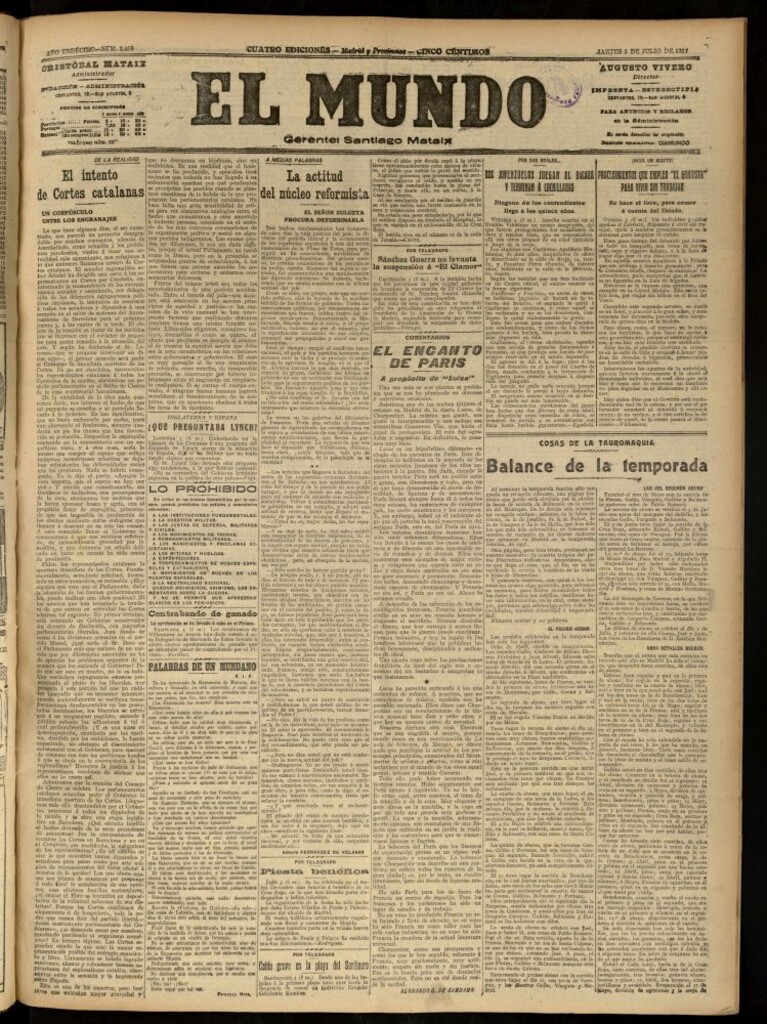 Miniatura de El Mundo del 3 de julio de 1917 (edición de provincias)