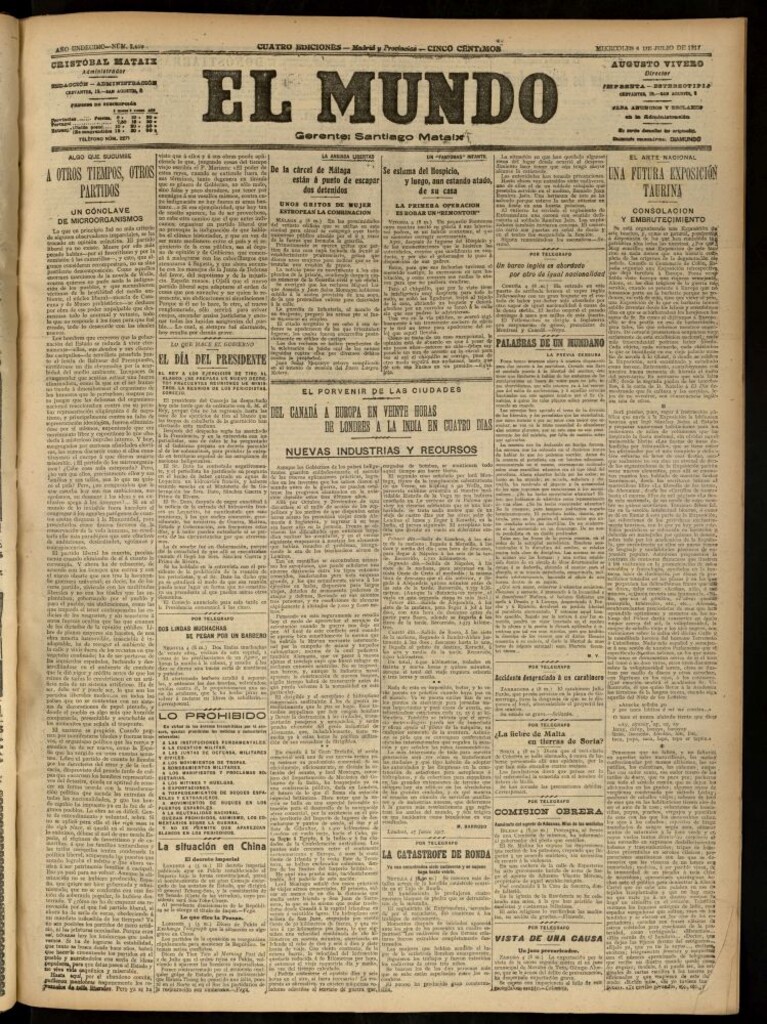 Miniatura de El Mundo del 4 de julio de 1917 (edición de provincias)