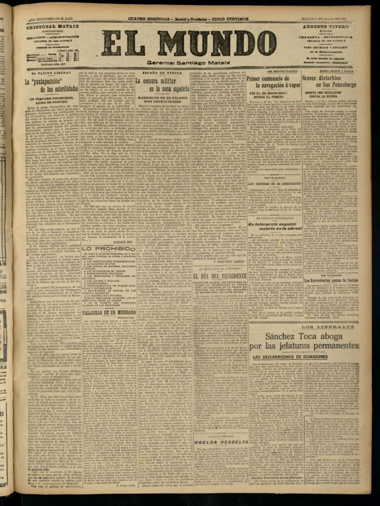 Miniatura de El Mundo del 5 de julio de 1917 (edición de provincias)