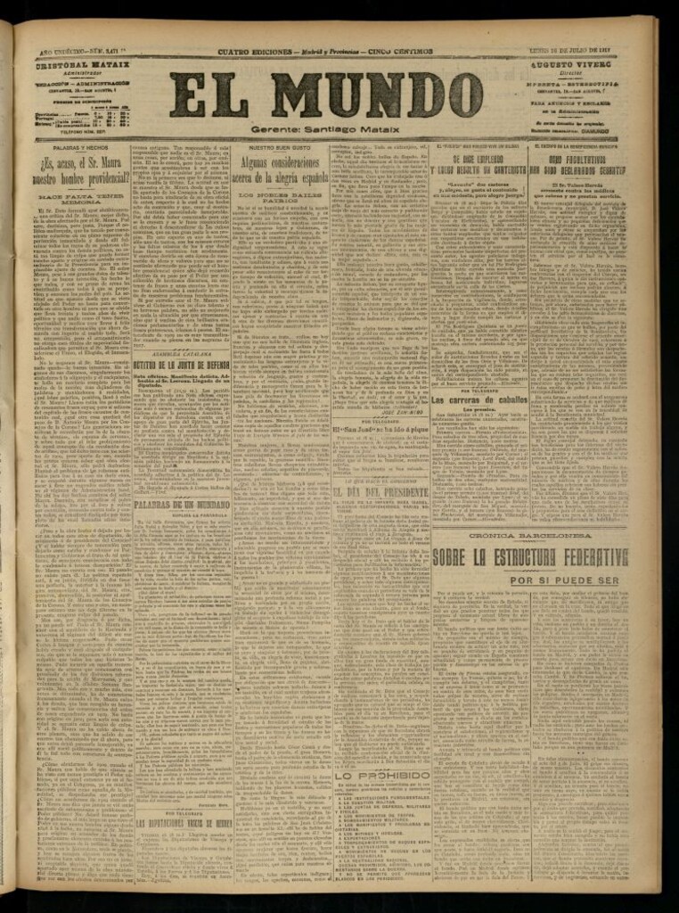 Miniatura de El Mundo del 16 de julio de 1917 (edición de provincias)