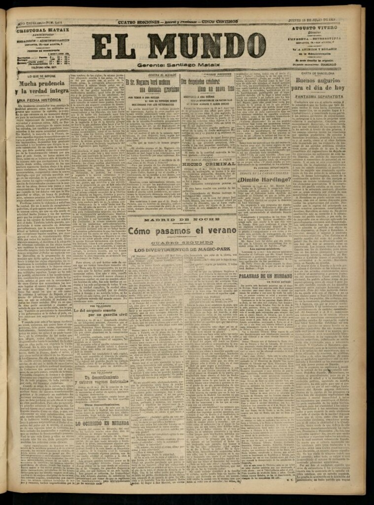 Miniatura de El Mundo del 19 de julio de 1917 (edición de provincias)