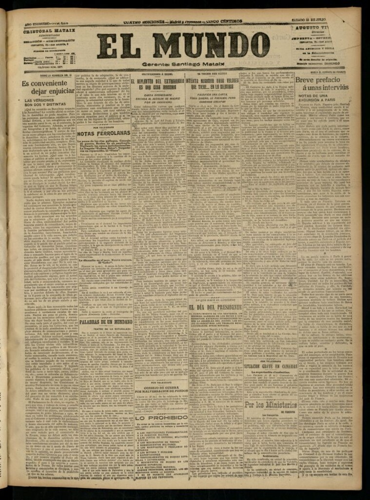 Miniatura de El Mundo del 21 de julio de 1917 (edición de provincias)