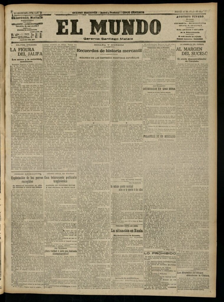 Miniatura de El Mundo del 26 de julio de 1917 (edición de provincias)