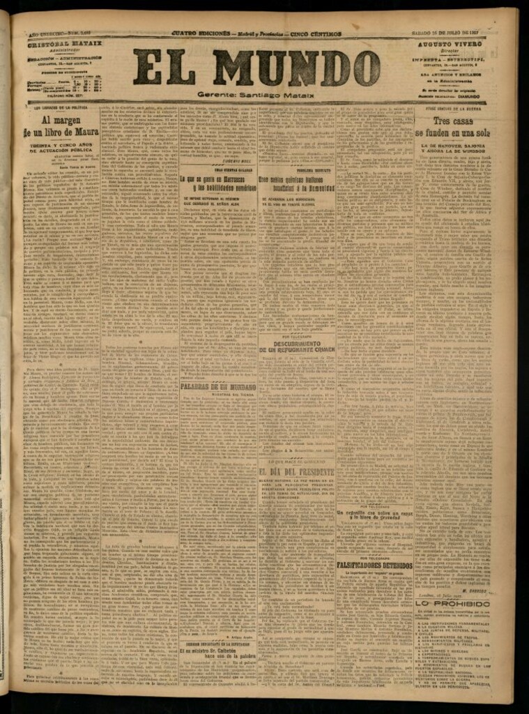 Miniatura de El Mundo del 28 de julio de 1917 (edición de provincias)