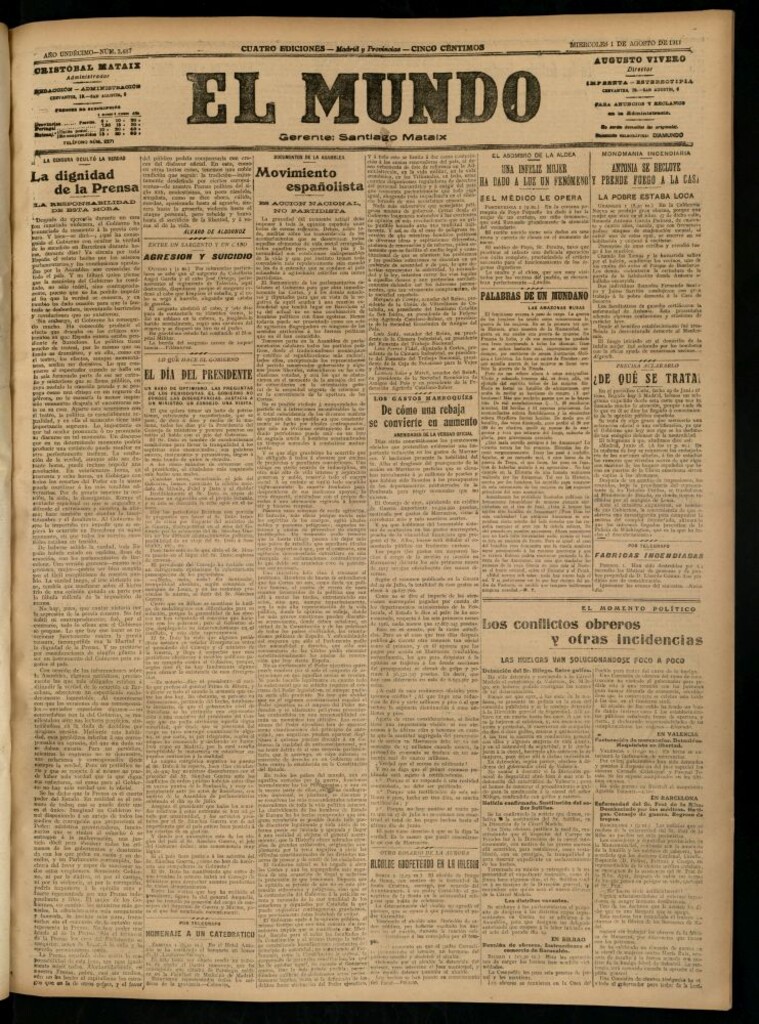 Miniatura de El Mundo del 1 de agosto de 1917 (edición de provincias)