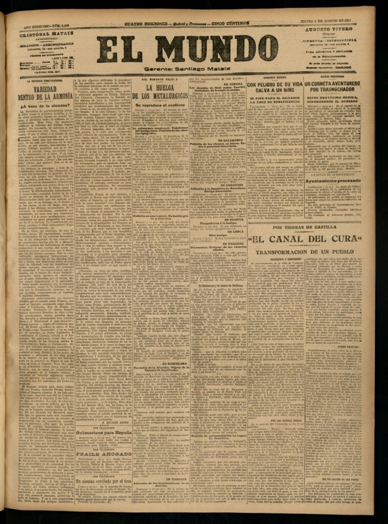 Miniatura de El Mundo del 2 de agosto de 1917 (edición de provincias)