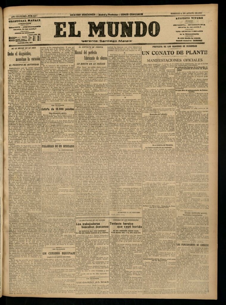 Miniatura de El Mundo del 5 de agosto de 1917 (edición de provincias)