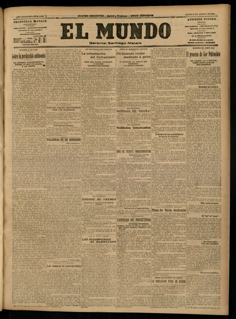 Miniatura de El Mundo del 6 de agosto de 1917 (edición de provincias)