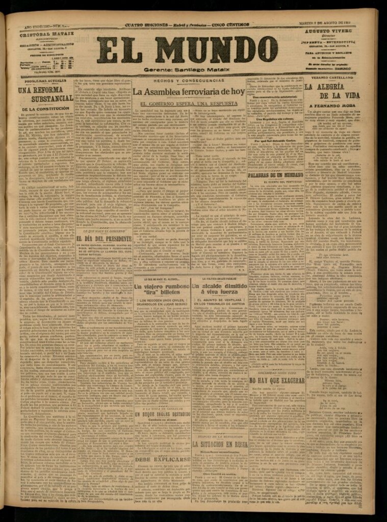 Miniatura de El Mundo del 7 de agosto de 1917 (edición de provincias)